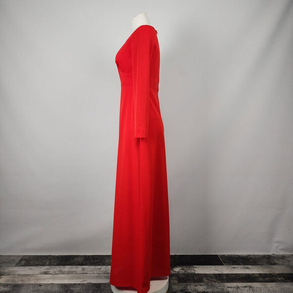 Vintage Red Long Sleeve Maxi Dress Size S/M - Picture 6 of 10